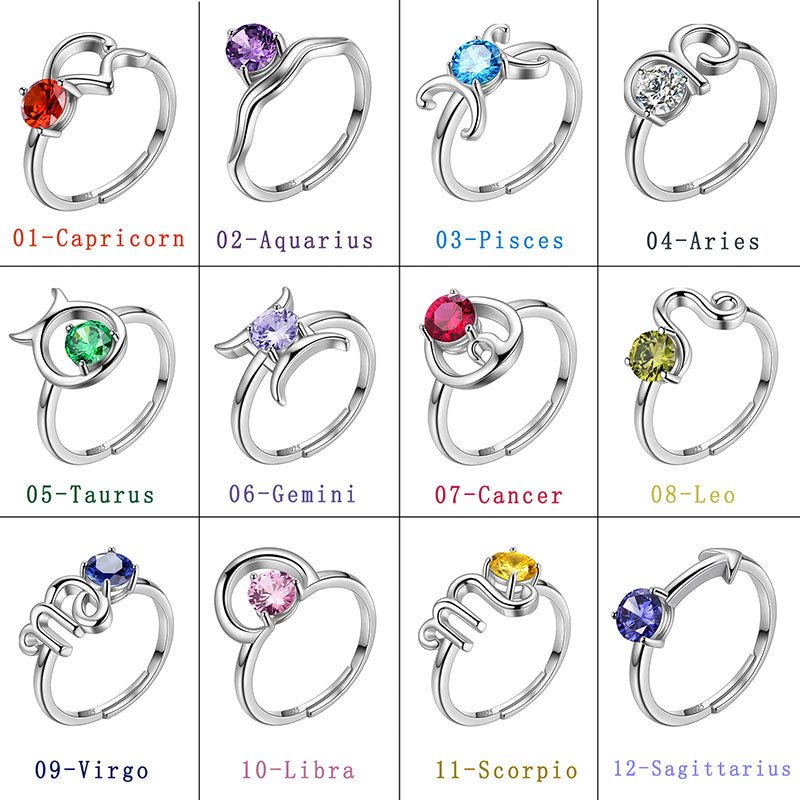Aries Ring April Diamond Birthstone Zodiac - Rings - Aurora Tears