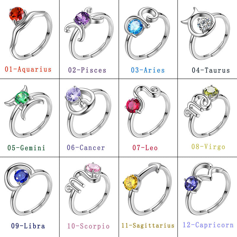 Aquarius Ring January Garnet Birthstone Zodiac - Rings - Aurora Tears