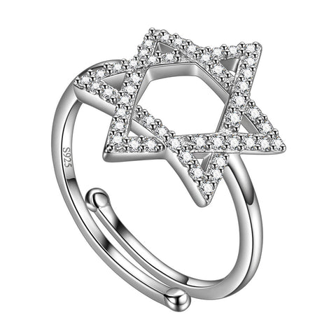 Magen David Star Band Ring for Mens Womens 925 Sterling Silver Jewish Ring - Rings - Aurora Tears