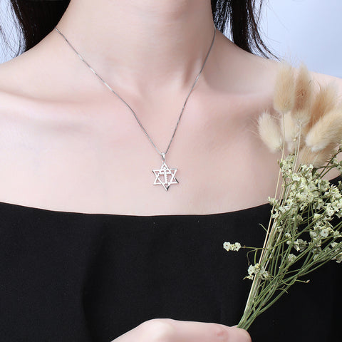 Magen Star of David Necklace Cross Pendant Women Mens 925 Sterling Silver Jewish Amulet Jewelry - Aurora Tears Jewelry