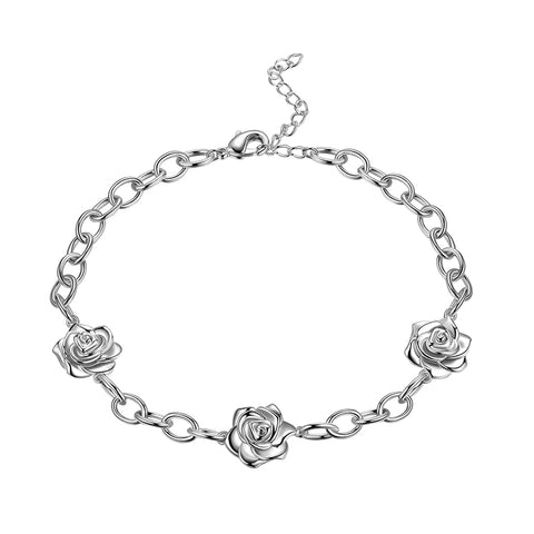 Gothic Vintage Rose Bracelet 3D Rose Flower Link Chain Bracelets Romantic Jewelry Women Girls Birthday Valentine's Day Gifts
