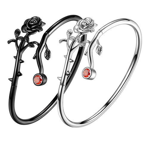 Gothic Vintage Rose Bracelets Jewelry Women Girls 3D Rose Flower Cuff Bangle Bracelet Romantic Birthday Valentine's Day Gifts - Aurora Tears Jewelry
