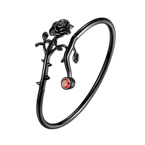Gothic Vintage Rose Bracelets 3D Rose Flower Cuff Bangle Bracelet Romantic Jewelry Women Girls Birthday Valentine's Day Gifts