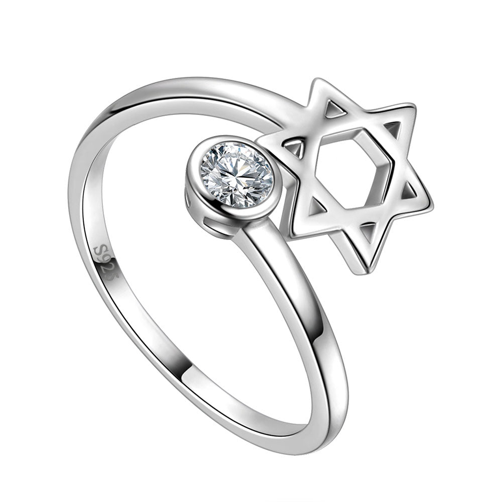 Star of David Ring Adjustable 925 Sterling Silver Women Men Jewelry Gift - Rings - Aurora Tears