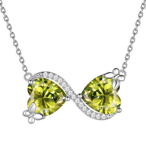 Collier pendentif papillon cœur infini pour femme, pierre de naissance, bijou cadeau d'anniversaire ou de fête des mères