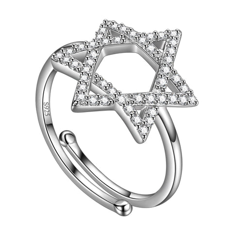 Magen David Sternbandring für Herren und Damen, jüdischer Ring aus 925er Sterlingsilber