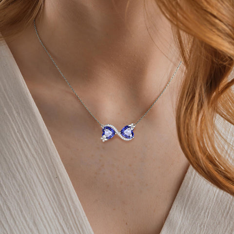 Women Infinity Heart Butterfly Necklace December Birthstone Tanzanite Blue Pendant Jewelry Daughter Grandma Wife Christmas Birthday Gifts - Aurora Tears