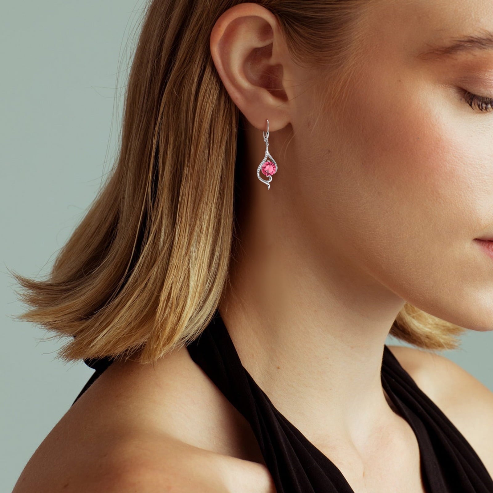 Women Dangle Earrings July Birthstone Earrings Ruby Red Long Hanging Sterling Silver Lever Back Fishtail Jewelry Mother Christmas Birthday Valentines Gift for Her - Aurora Tears