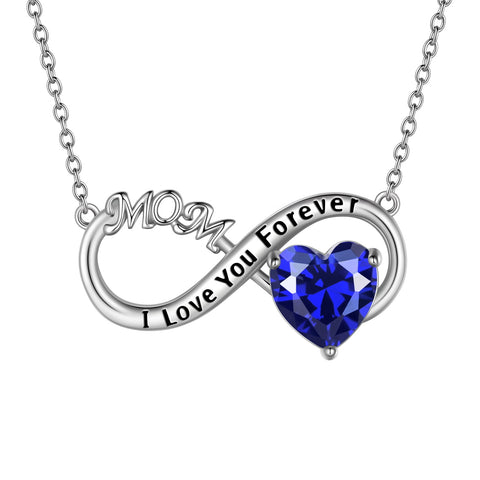 Mom Necklace Heart Birthstone Pendant Women Mother's Day Gifts Infinite Birthday Jewelry