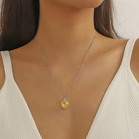 Dragonfly Necklace Heart November Birthstone Necklace Citrine 925 Sterling Silver Pendant Yellow Jewelry Women Birthday Christmas Mother's Day Gift - Aurora Tears