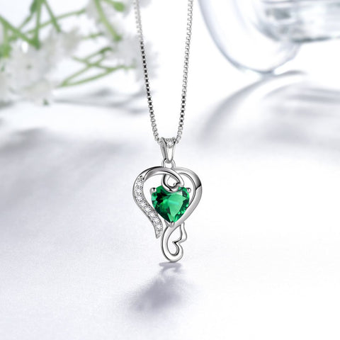 Liebe Herz Geburtsstein Mai Smaragd Halskette Anhänger Frauen Schmuck Geburtstagsgeschenke