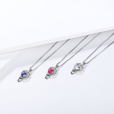 Liebe Herz Geburtsstein Juli Rubin Halskette Anhänger Frauen Mädchen Schmuck Geburtstagsgeschenk