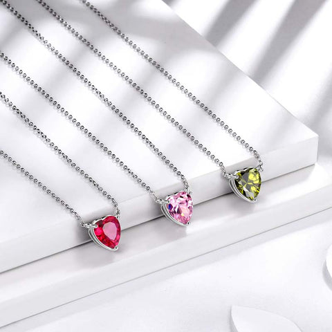 Colliers avec pendentif en forme de cœur, pierre de naissance, bijoux pour femmes et filles, cadeau d'anniversaire