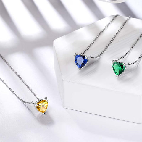 Colliers avec pendentif en forme de cœur, pierre de naissance, bijoux pour femmes et filles, cadeau d'anniversaire