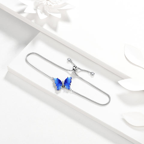 Bracciale a farfalla blu Settembre Zaffiro Birthstone Donna Ragazza Gioielli Regalo di compleanno