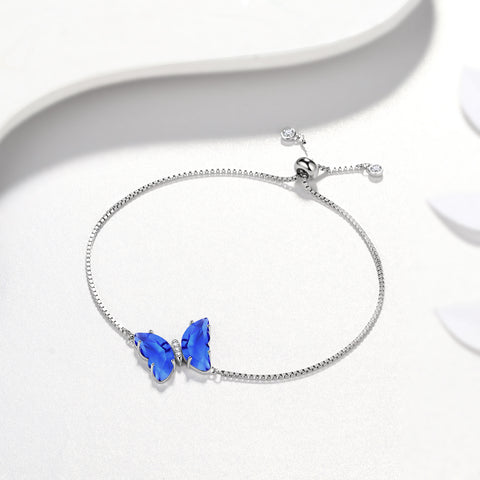 Bracciale a farfalla blu Settembre Zaffiro Birthstone Donna Ragazza Gioielli Regalo di compleanno