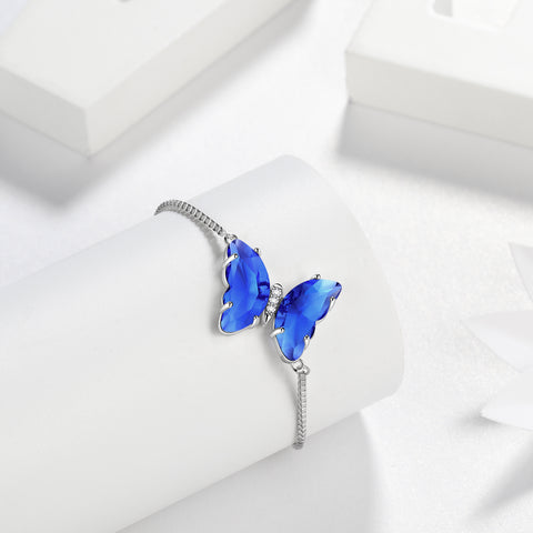 Bracciale a farfalla blu Settembre Zaffiro Birthstone Donna Ragazza Gioielli Regalo di compleanno