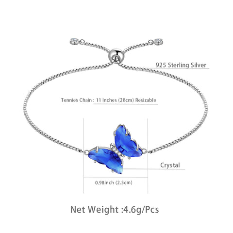 Bracciale a farfalla blu Settembre Zaffiro Birthstone Donna Ragazza Gioielli Regalo di compleanno