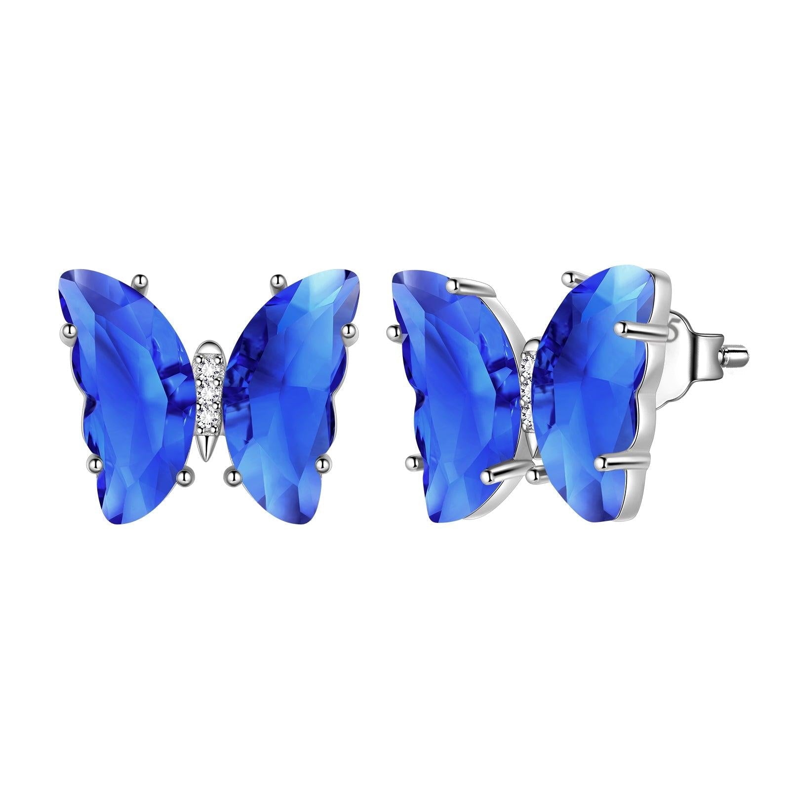 925 Sterling Silver Butterfly Earrings Birthstone Crystal Jewelry Gift Women - Aurora Tears Jewelry