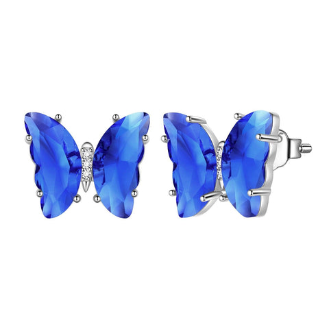 925 Sterling Silver Butterfly Earrings Birthstone Crystal Jewelry Gift Women