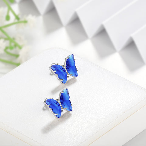 Orecchini a farfalla blu Settembre Zaffiro Birthstone Donna Ragazza Gioielli Regalo di compleanno
