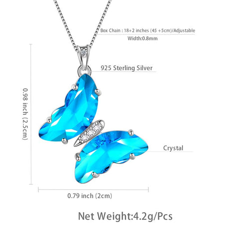 Blaue Schmetterlings-Halskette, März-Aquamarin-Geburtsstein-Anhänger, Damen- und Mädchen-Schmuck, Geburtstagsgeschenk