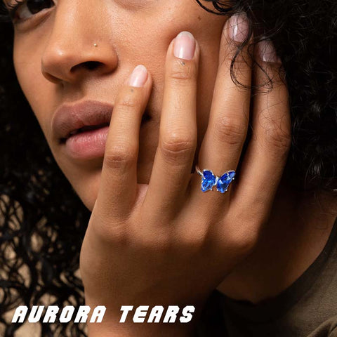 Anello farfalla blu settembre zaffiro pietra portafortuna regalo di compleanno per gioielli da donna