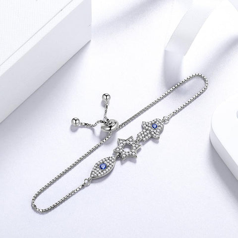 Blue Evil Eye Bracelets Women Girl Amulet Jewelry Hamsa Fatima Hand Stars of David Bracelet
