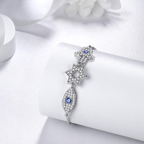 Blue Evil Eye Bracelets Women Girl Amulet Jewelry Hamsa Fatima Hand Stars of David Bracelet