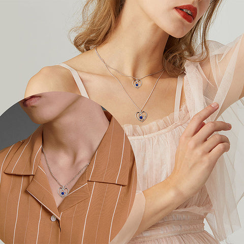 Collana da donna con cuore blu Collana con pietra portafortuna di settembre Gioielli per ragazze con zaffiro Regali di compleanno Argento sterling 925