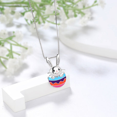 Collar con colgante de huevo de Pascua para mujer, niña y niño, regalo de Pascua, plata de ley 925
