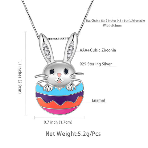 Collar con colgante de huevo de Pascua para mujer, niña y niño, regalo de Pascua, plata de ley 925