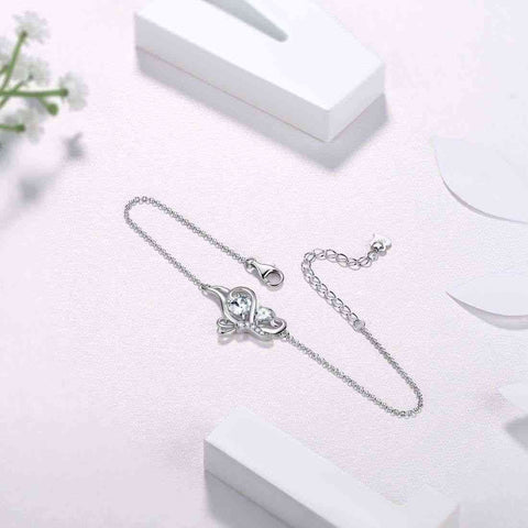 Butterfly Birthstone April Diamond Bracelet Women Girls Jewelry Birthday Gift 925 Sterling Silver