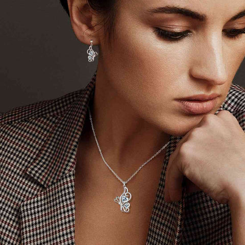 Schmetterlings-Geburtsstein-Diamant-Schmuckset für April, 3-teilig, für Damen und Mädchen, Geburtstagsgeschenk