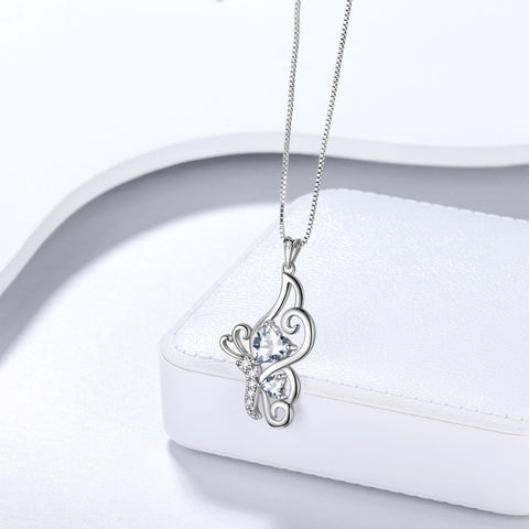 Collana con pietra portafortuna di aprile, collana di diamanti, gioielli da donna, regalo di compleanno, argento sterling