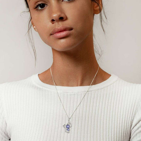 Butterfly Birthstone December Tanzanite Necklace Women Girls Jewelry Birthday Gift Sterling Silver