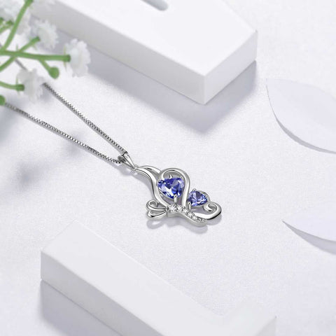 Butterfly Birthstone December Tanzanite Necklace Women Girls Jewelry Birthday Gift Sterling Silver