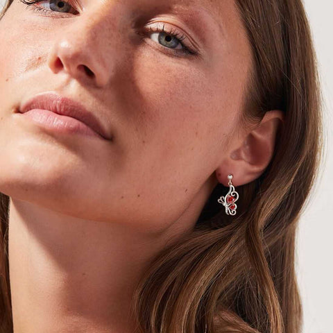 Farfalla Birthstone Gennaio Granato Orecchini Donna Ragazza Gioielli Regalo di compleanno Argento sterling