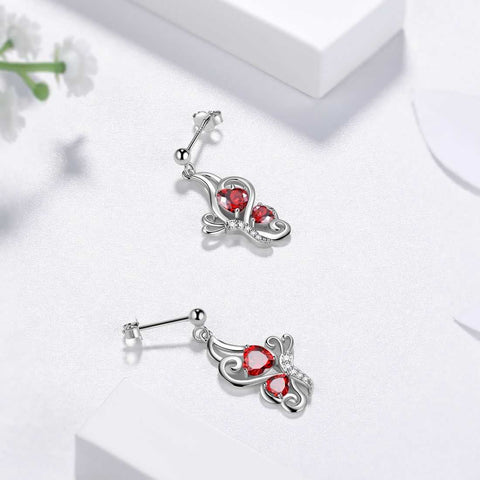Farfalla Birthstone Gennaio Granato Orecchini Donna Ragazza Gioielli Regalo di compleanno Argento sterling