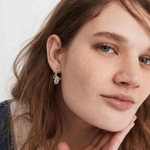 Farfalla Birthstone Novembre Citrino Orecchini Donna Ragazza Gioielli Regalo di compleanno Argento sterling