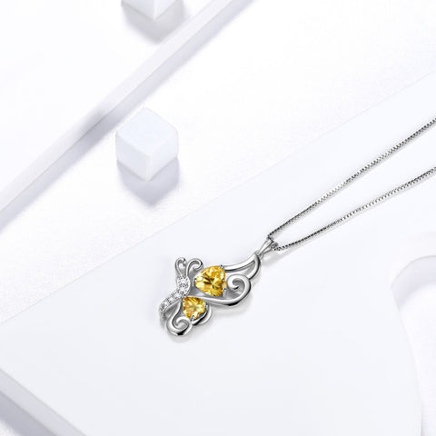 Collana con pietra portafortuna di novembre, collana con citrino, gioielli da donna, regalo di compleanno, argento sterling