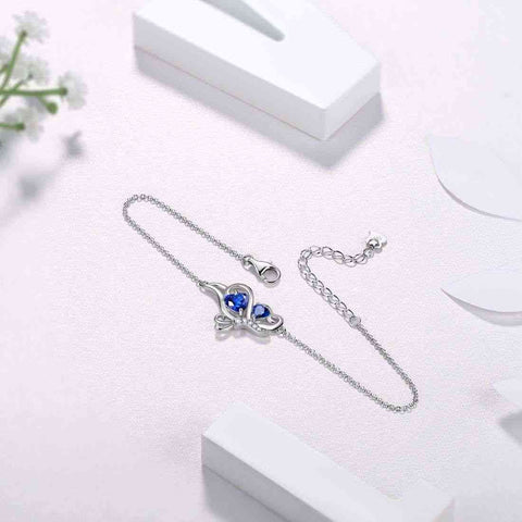 Butterfly Birthstone September Sapphire Bracelet Women Girls Jewelry Birthday Gift 925 Sterling Silver