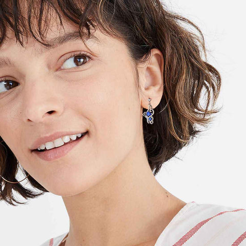 Farfalla Birthstone Settembre Orecchini con zaffiro Donne Ragazze Gioielli Regalo di compleanno Argento sterling