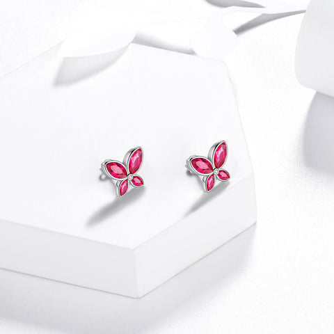 Orecchini a forma di farfalla Birthstone Luglio Ruby Donna Ragazza Gioielli Regalo di compleanno