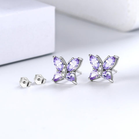 Orecchini da donna Farfalla Birthstone Giugno Alexandrite Girl Regalo gioielli