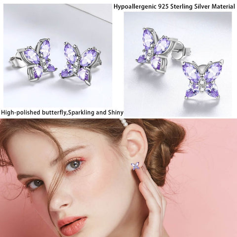 Orecchini da donna Farfalla Birthstone Giugno Alexandrite Girl Regalo gioielli