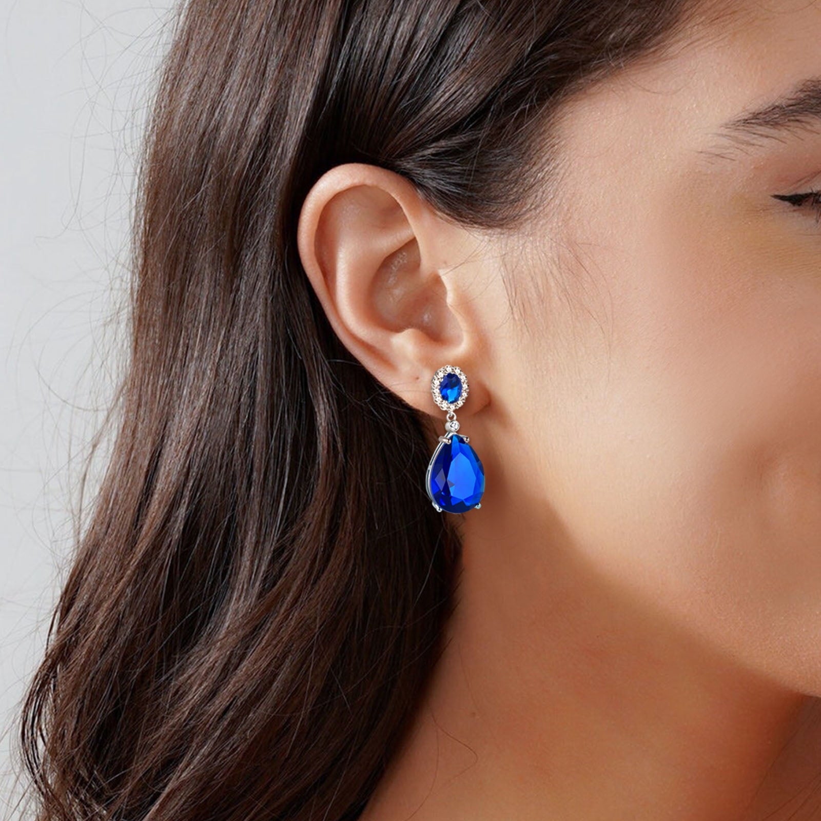 10Ct Women Sapphire Earring 925 Sterling Silver Blue September Birthstone Teardrop Dangle Earring Jewelry Birthday Mother's Day Gift - Aurora Tears