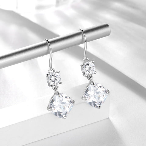 925 Sterling Silver Hook Women Dangle Earrings April Birthstone Earrings Diamond Crystal Wedding Bridal Jewelry Valentine's Day Gift - Aurora Tears