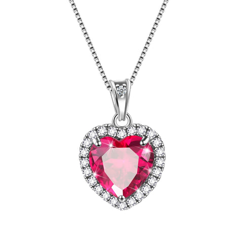 Colar Coração Feminino com Pingente de Pedra de Nascimento, Joia Ideal para Presente de Aniversário, Prata de Lei 925
