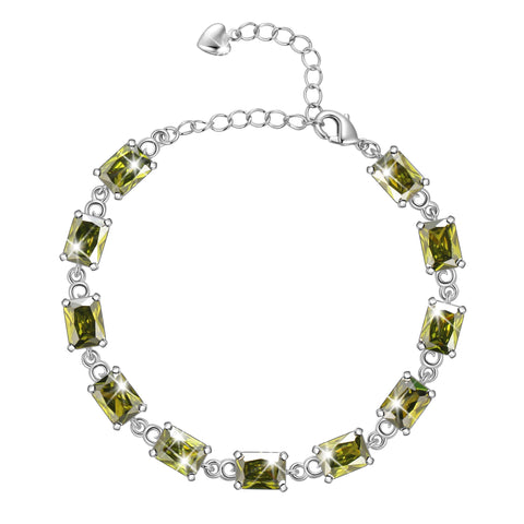 Juwaliy 18K White Gold Plated Tennis Bracelets for Women Birthstone Jewelry Birthday Gifts for Wife Mother Daughter